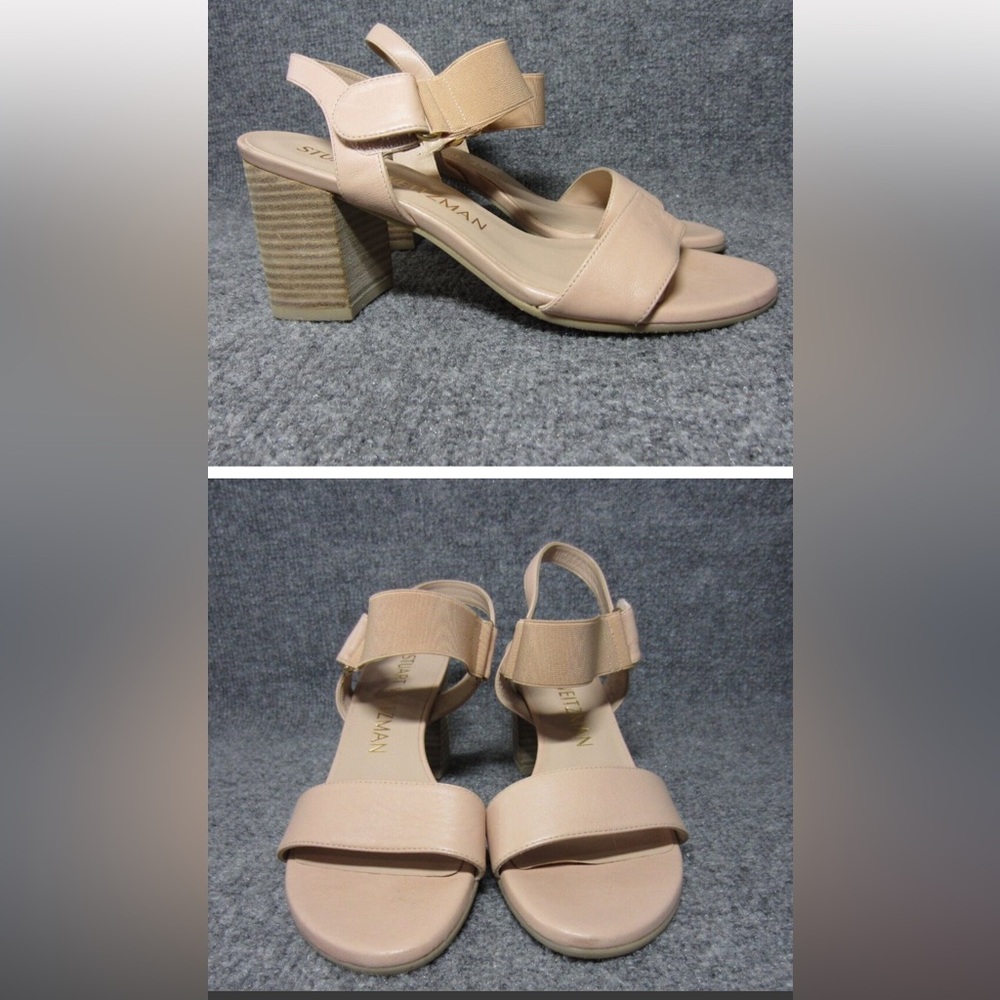 Stuart Weitzman Shaila City Sandal Blush Nude Leather 3" Block Heel Size 8